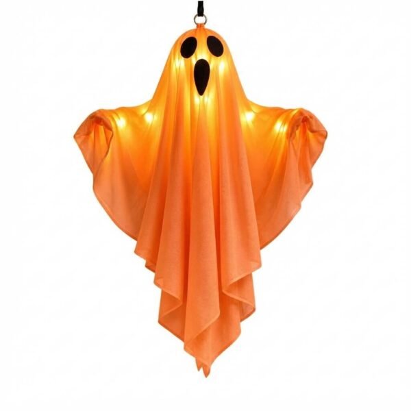 Orange Light-Up Hanging Ghost — Halloween Home Decor